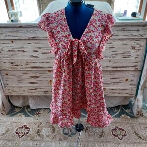 Floral Ruffle Dress with Bow